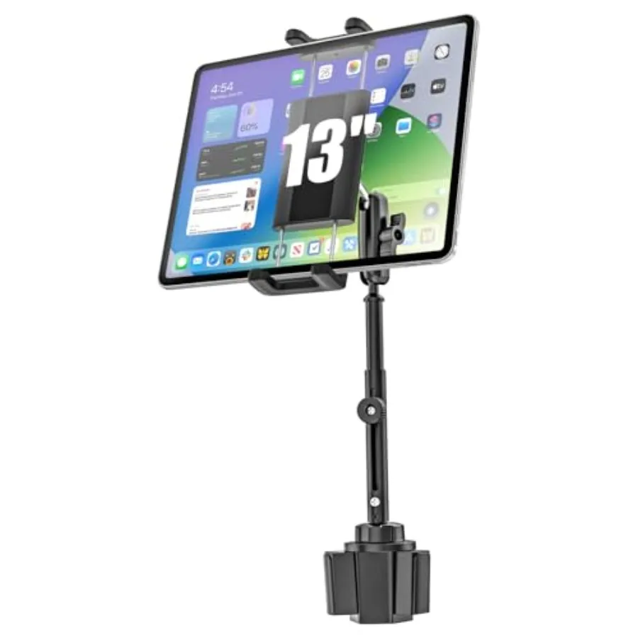 

iPad Cup Holder Car Mount Heavy Duty [Height Adjust] Metal Long Arm Cup Holder Tablet Mount for Car Truck Compatible with 4.7-1