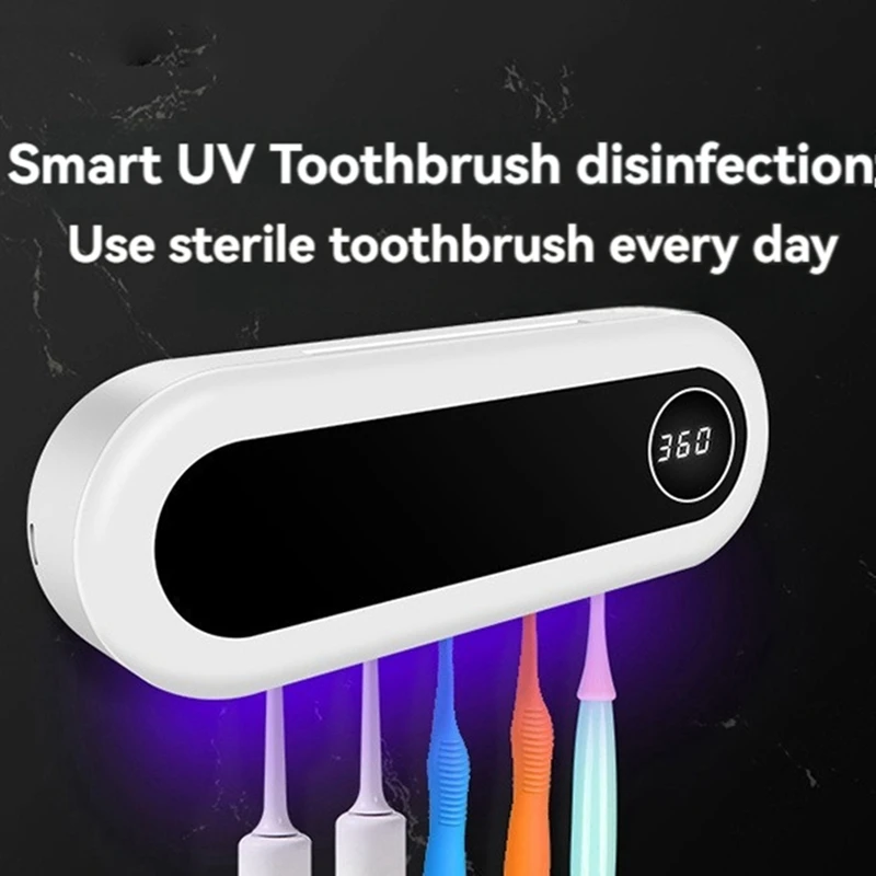 Toothbrush Sterilizer,UV Toothbrush Sterilizer And Holder,5 Toothbrush Slots,Cordless Wall Mounted Toothbrush Sterilizer