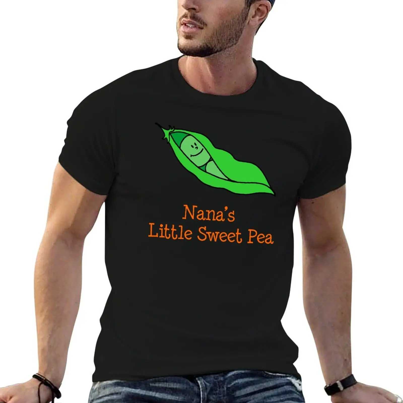 

Nana's Little Sweet Pea Cartoon Pea For Baby T-Shirt cotton tshirt 100% man t shirts for men casual T-Shirt