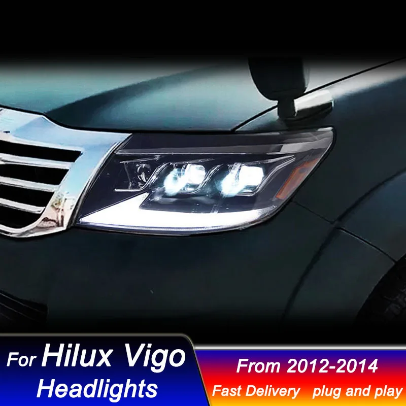 

Hot Car Headlights For Toyota HILUX VIGO 12-14 LEUXS style LED Head Lamp Upgrade DRL Dynamic Signal Lamp Front light Assembly