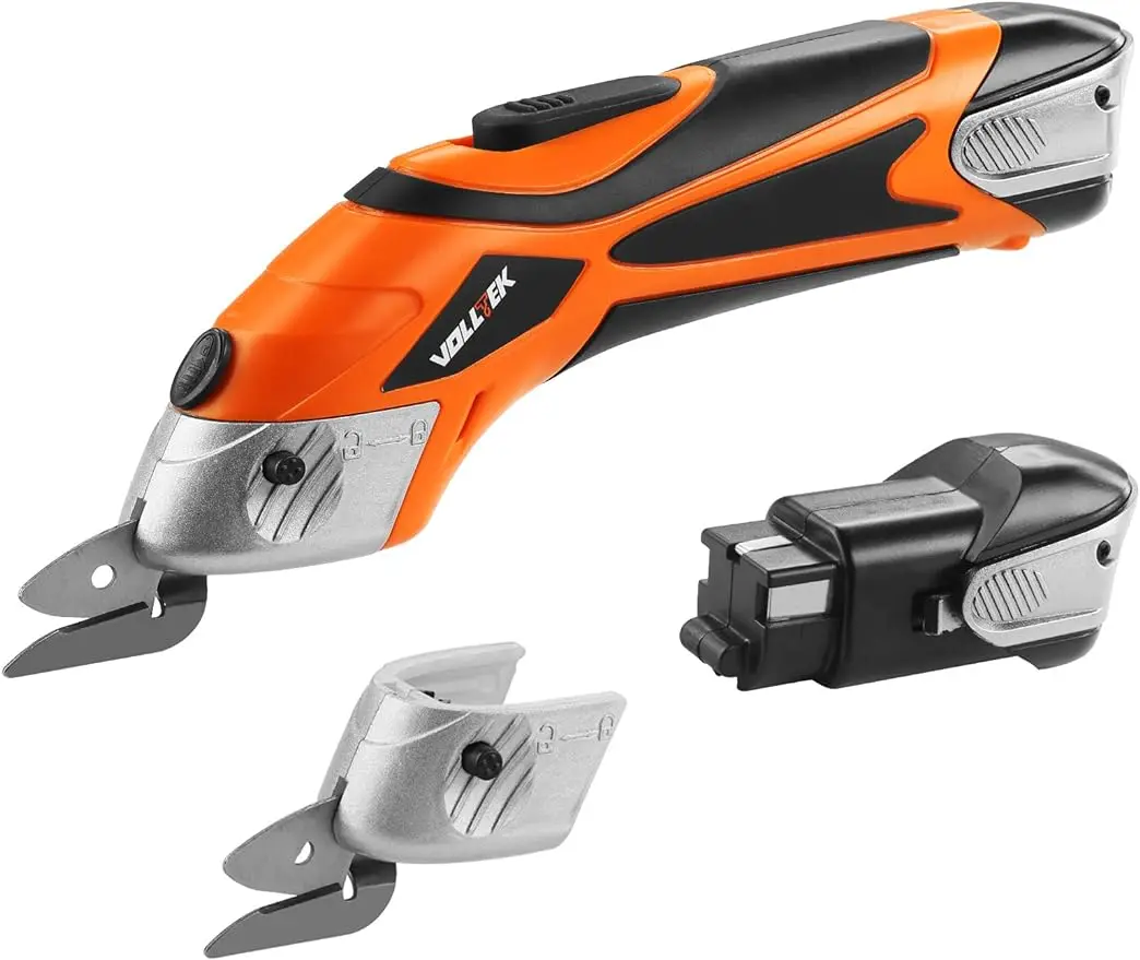 

Electric Cordless Scissor 4V li-ion Cutter Shears with 2 battery & 2 Pcs Cutting Blades Accessory for Cutting Fabric