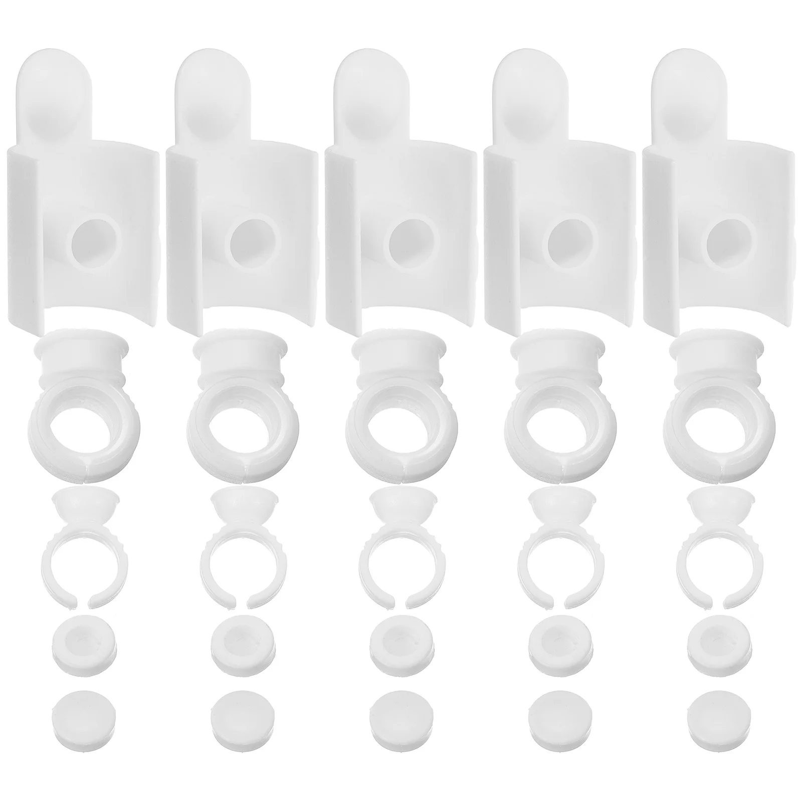 Juego de 5 anillos separadores de pestañas de plástico para extensión de pestañas, soporte en forma de U con ranura de pegamento, herramienta profesional de ayuda para injerto
