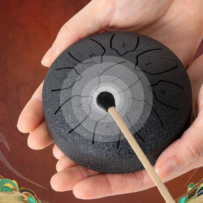 Fotografia 4: Tambor de Língua de Aço (Rain Drum) de 4 Polegadas com 9 Notas, Impermeável, Mini Tambor Chakra, Ideal para Meditação, Yoga e Educação