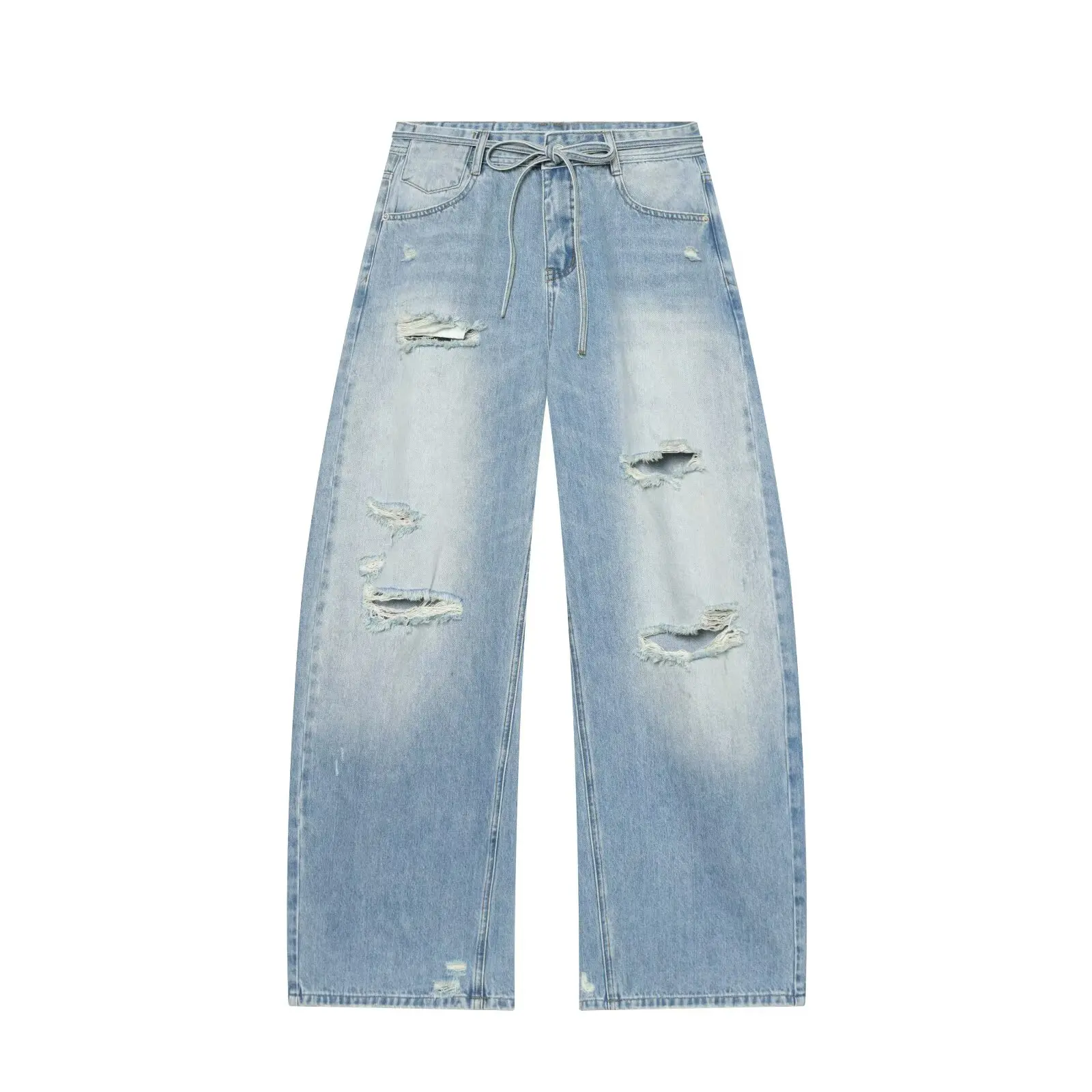 

WOMAN 2026 Summer New Fashionable Casual Zipper Middle Waist Belt Jeans Retro Versatile Women's Wide Leg Pants Mujer chic