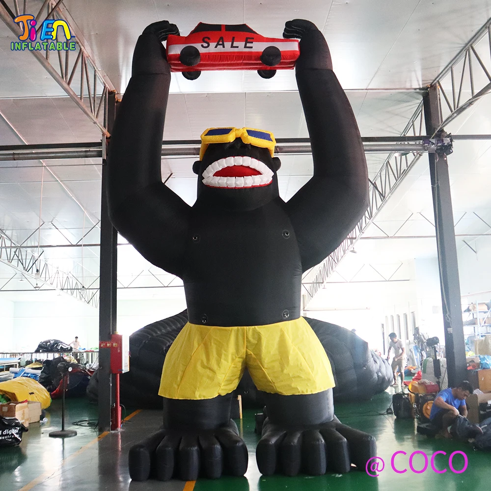 free air ship to door,giant inflatable Gorilla replica animal for outdoor Advertising/Inflatable Gorilla cartoon Model with Car