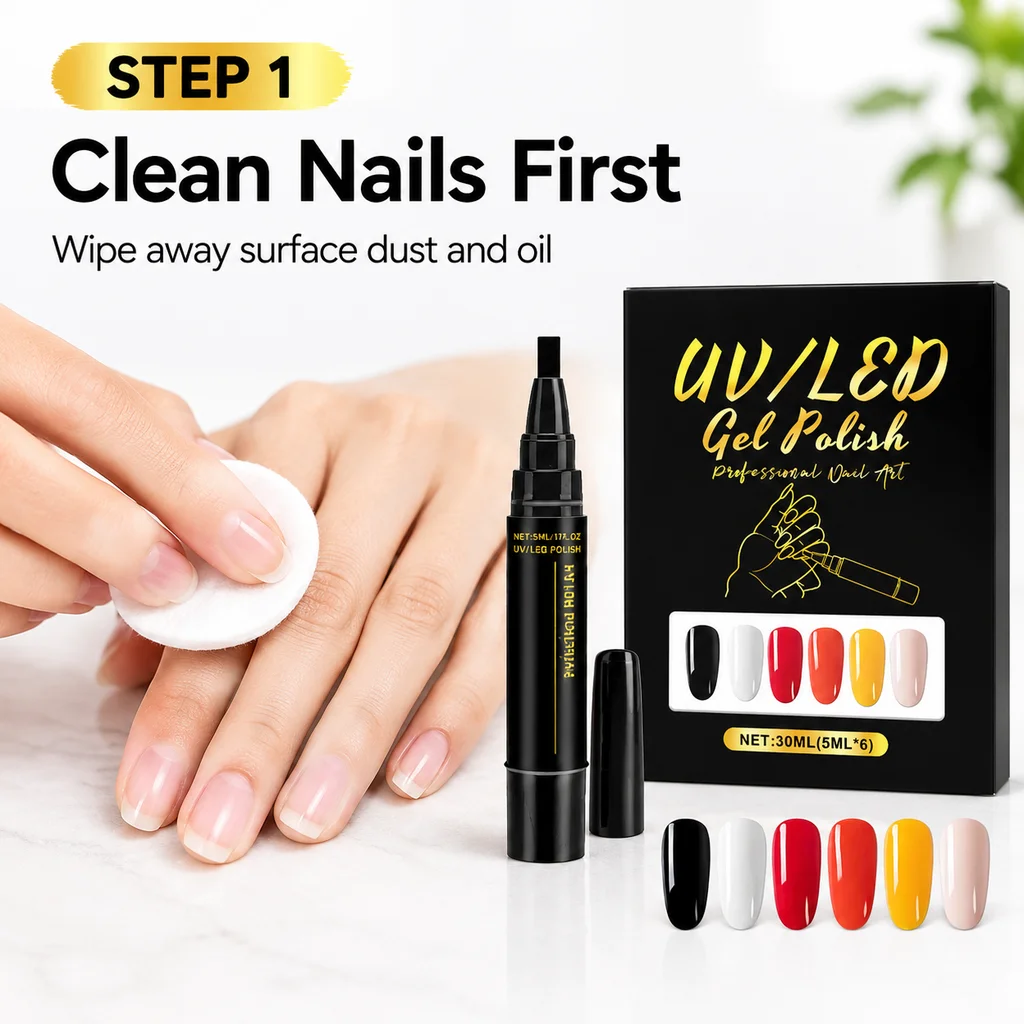 Nail Polish Pen Set UV LED Curable Quick Dry Nail Art Drawing Pens Home DIY Manicure Kit Long Lasting Glossy Finish For Beginner