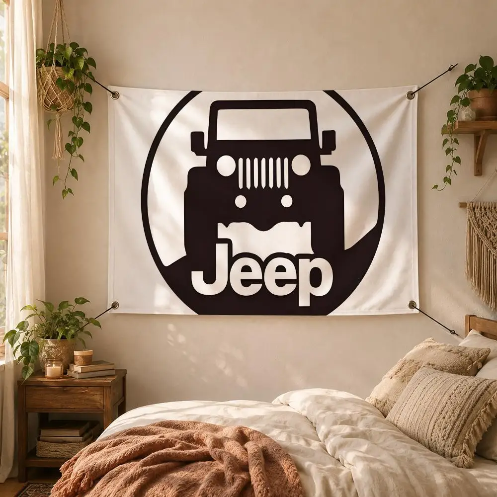 Car Jeep Wrangler Rubicon Off Road Flags Decorative Flag Banner for Outdoor Garden Yard Camping Party Home Wall Hanging Decor