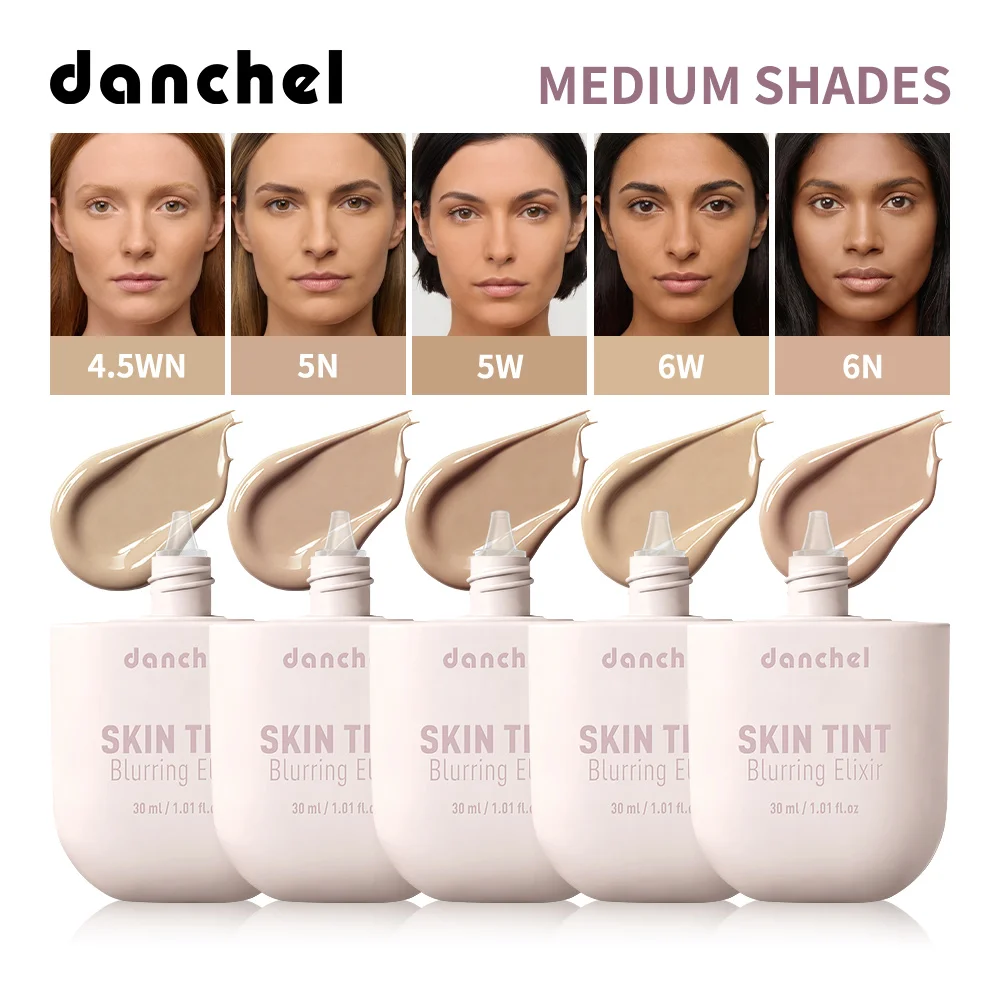 24 Colors Skin Tint Liquid Foundation Natural Finish Blur Pores Soft Focus Makeup Lightweight Hydrating Base for All Skin Types
