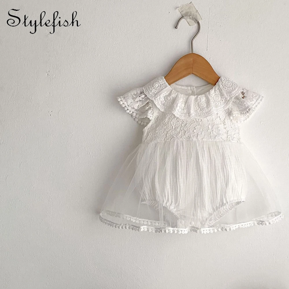 

Новая летняя одежда для малышей 0-3 лет, модная и изысканная кружевная юбка с летящими рукавами и цветочным принтом для маленьких девочек