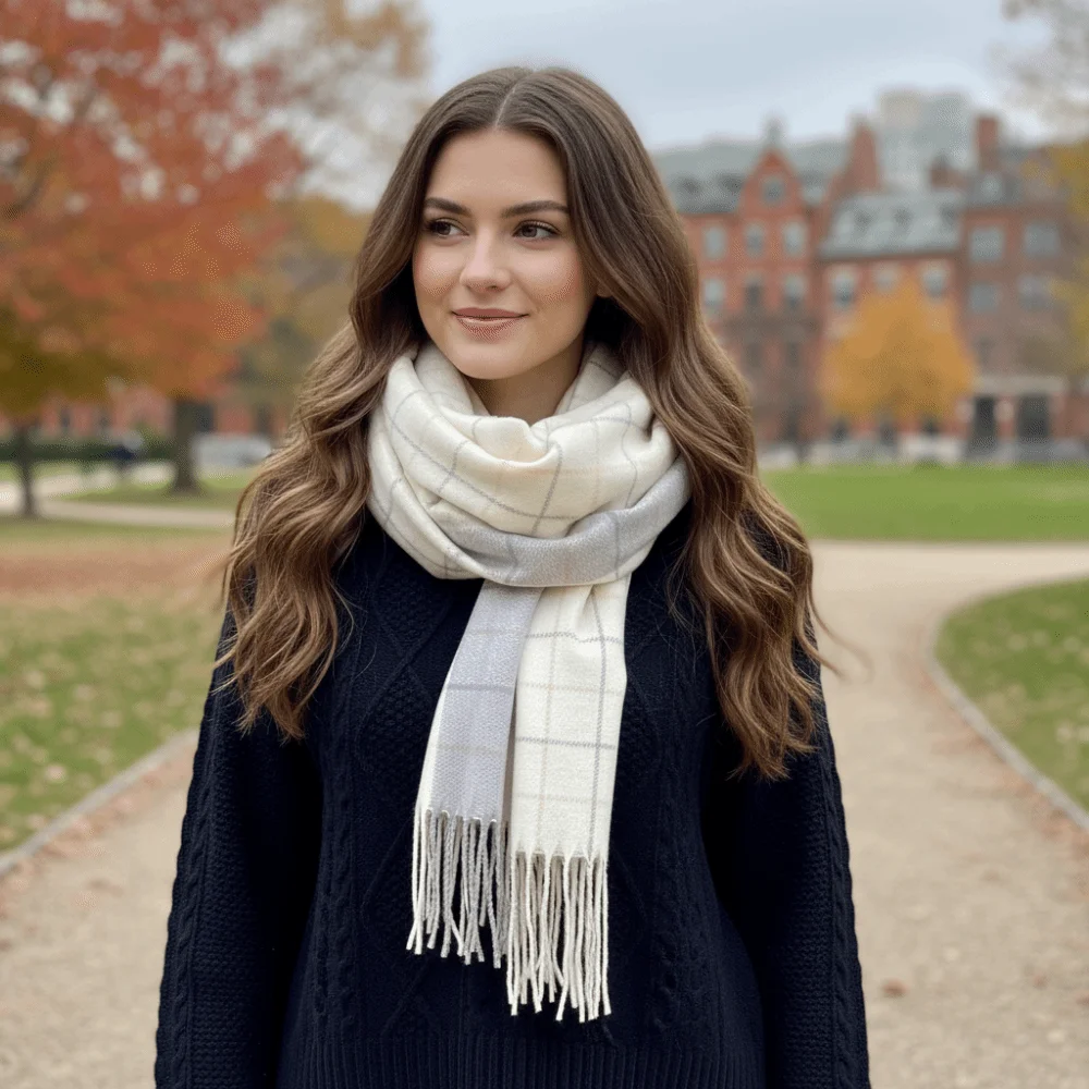 

Классический вязаный шарф в клетку из искусственного кашемира, длинный мягкий мужской толстый платок, большой теплый двусторонний шарф для пары