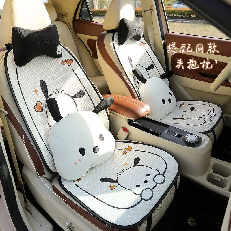 Kawaii Sanrio My melody Pochacco Cartoon Summer Ice Silk Car Half Pack Cartoon Seat Cushion Cute Breathable Seat Back Cushion