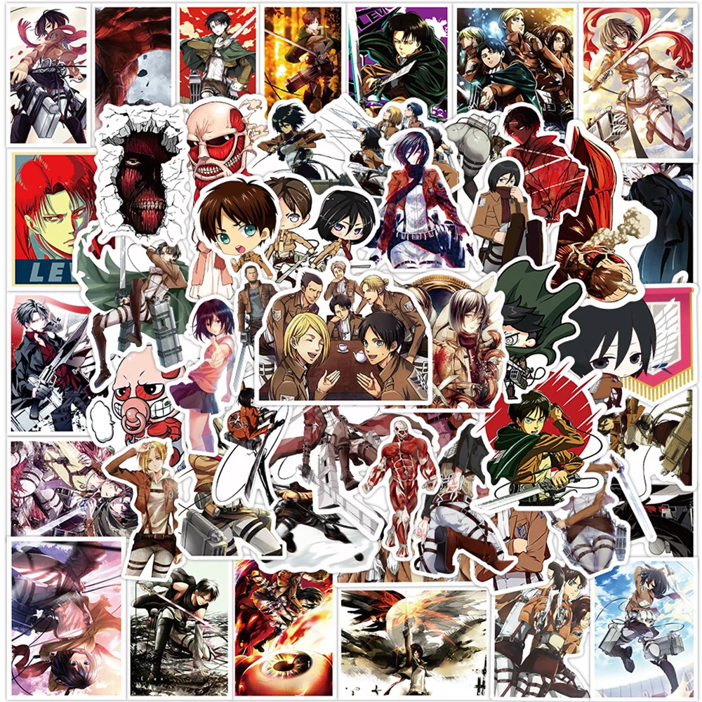 

10/30/50pcs Eren Jaeger Attack on Titan Stickers Mikasa Anime Sticker Skateboard Motorcycle Phone Levi Ackerman Cartoon Decals