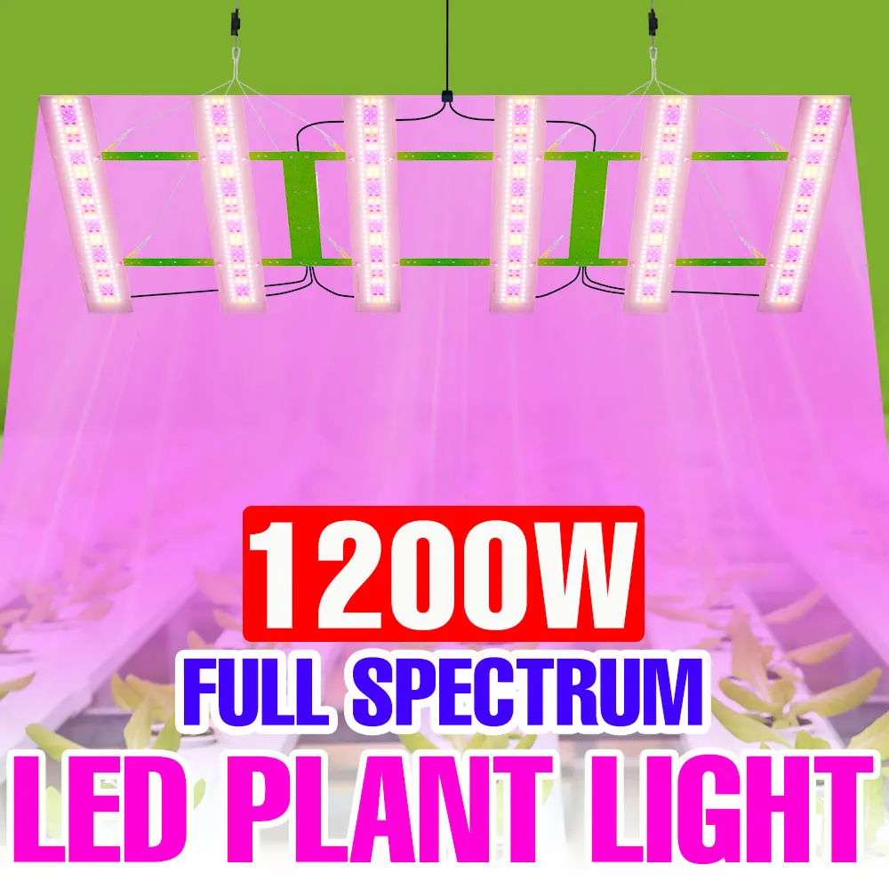 

1200 Вт светодиодный светильник для выращивания растений, полный спектр, квантовая доска, УФ-лампа для растений, тепличная палатка, овощи, цветы, гидропонное освещение для выращивания растений