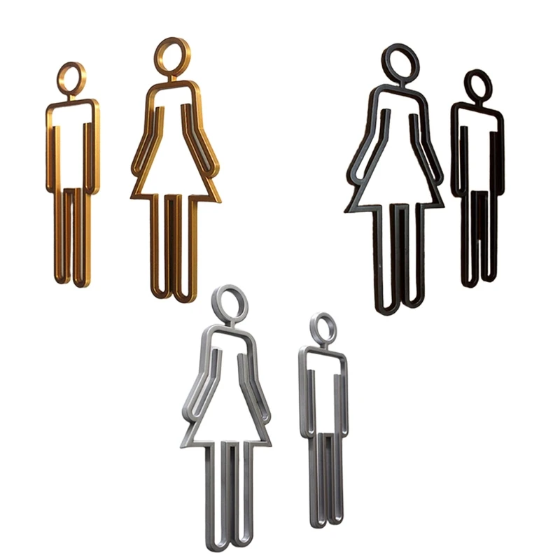 Modern Men and Women Symbol Bathroom Signs Washroom WC Sticker Unisex Family DIY Decoration for Bar Office Shopping Mall