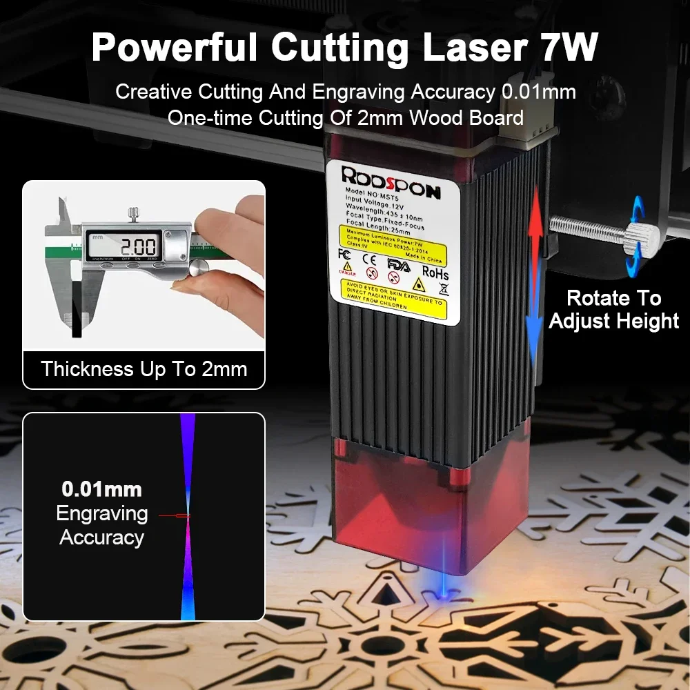 RDDSPON 2,5 W mini-lasergraveerder 7 W effect lasergraveermachines voor doe-het-zelf geschilderd huisdier leer houten plastic logo CNC-machines