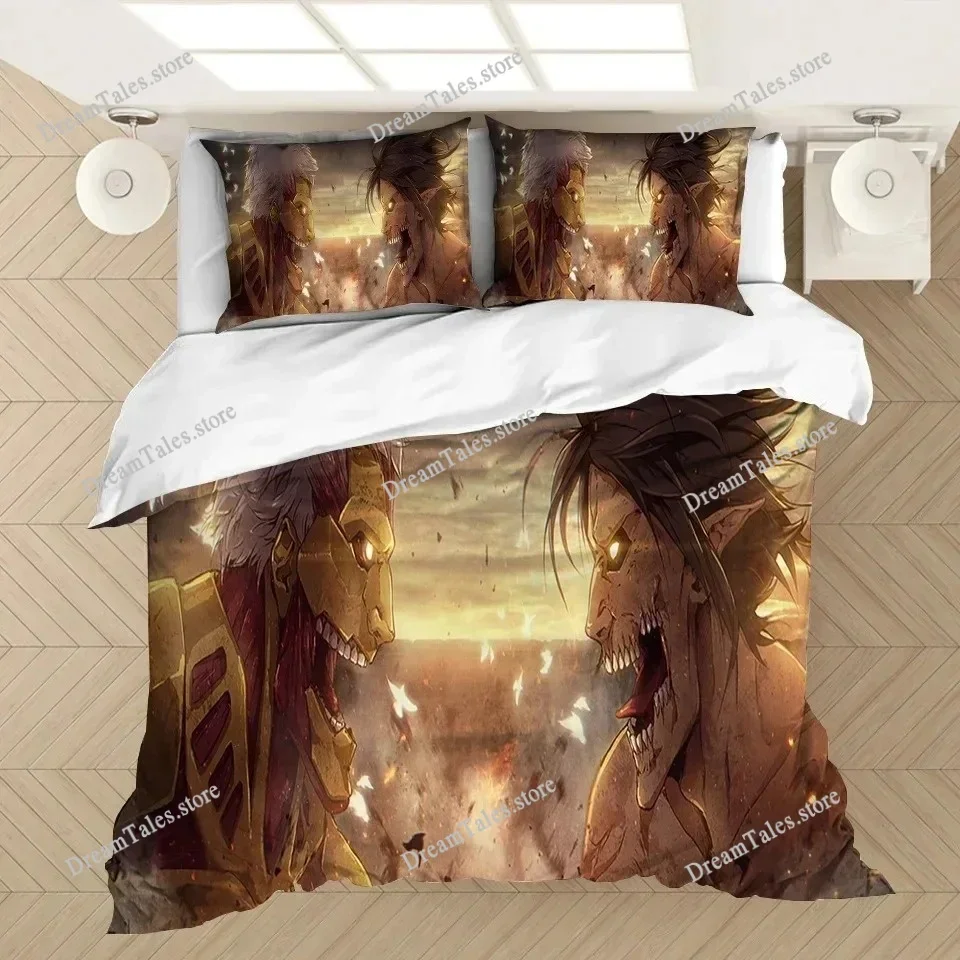 Anime Attack on Titan Bedding Set Kawaii Loli Boy Duvet Cover 3D Print Japan Cartoon Bed Quilt Cover Pillowcase No Sheets