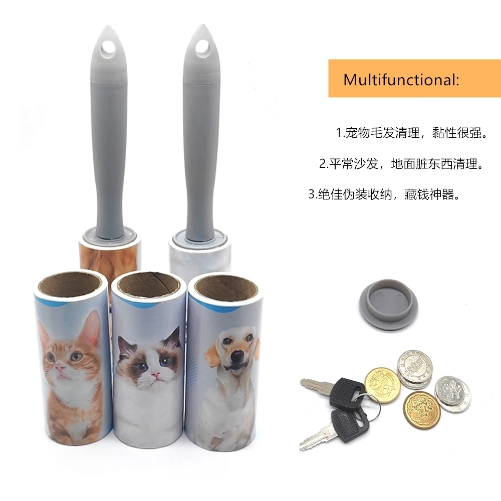 Safe Stash Storage Sight Secret Tearable Roll Paper Sticky Roller Dust Wiper Replaceable Cleaning Brush Tool For Pets