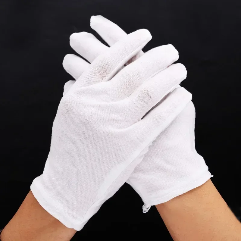 White Cotton Work Gloves For Dry Hands Handling Film SPA Gloves Fashion Ceremonial High Stretch Gloves Household Cleaning Tools