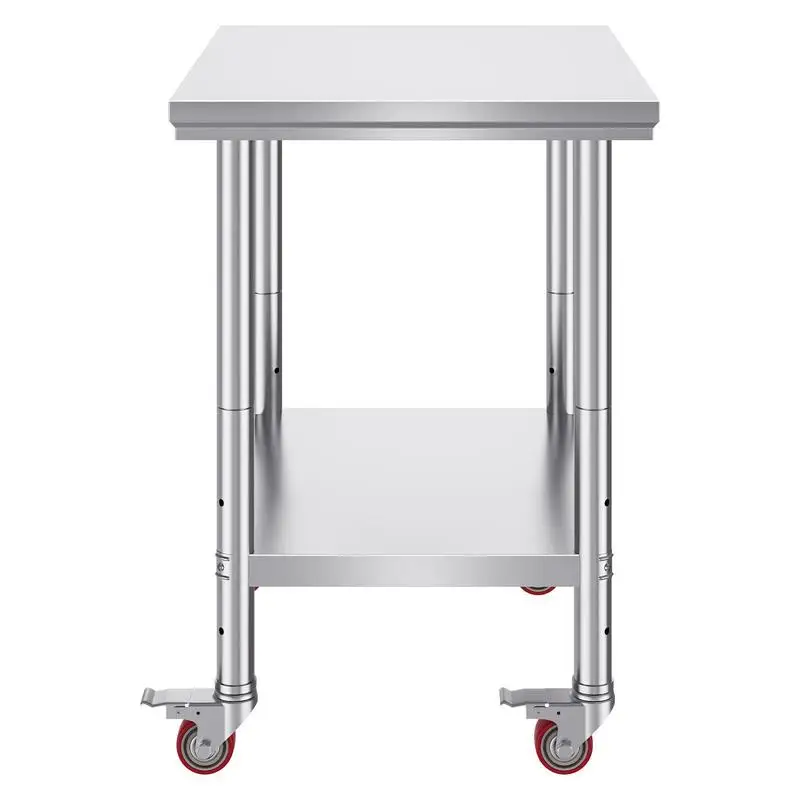 

Metal Prep Station 30 x 24 x 33 Inch For Commercial Kitchen Restaurant Workshop, 700 LBS Load Capacity 4 Casters 3 Adjustable Height Levels Heavy Duty Utility Furniture Silver