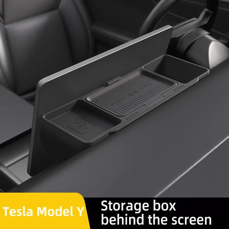 

Anti-Slip Behind Screen Storage Box for Tesla 3 Y Custom Fit Small Organizer Tray Prevents Shaking, Center Console Accessories