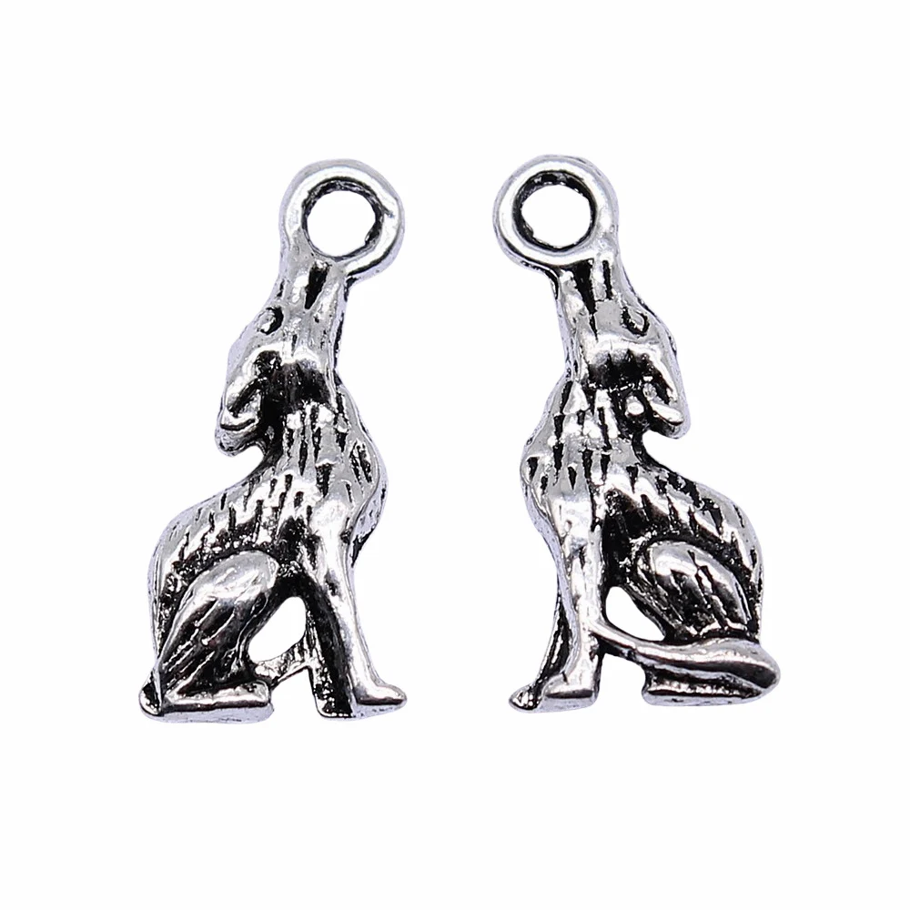 Men Accessories Howling Wolf Charms Jewelry Tools 21x7mm 10pcs