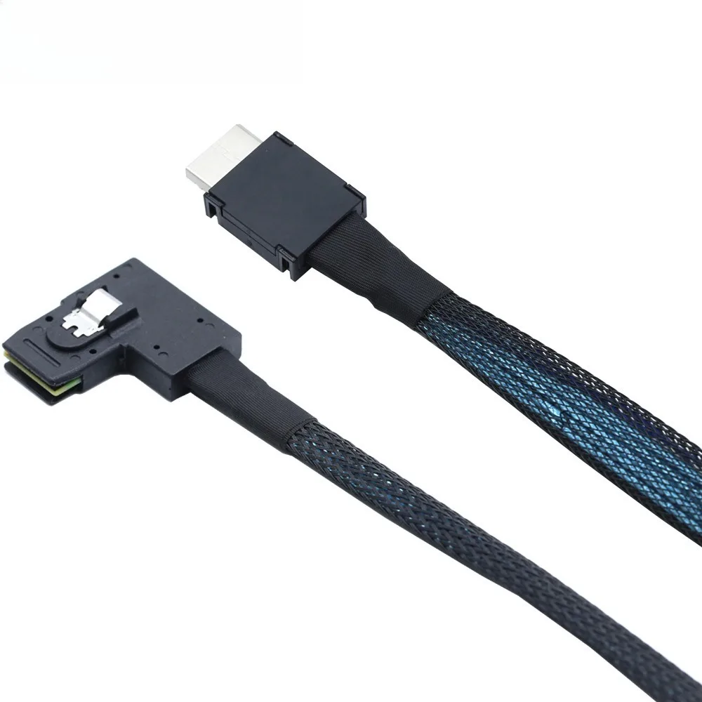 ADT-Link MINI SAS SFF-8087 To OCuLink PCIe SAS SFF-8611 4i Left Turn Server High-Performance Adapter Cable for Data Storage