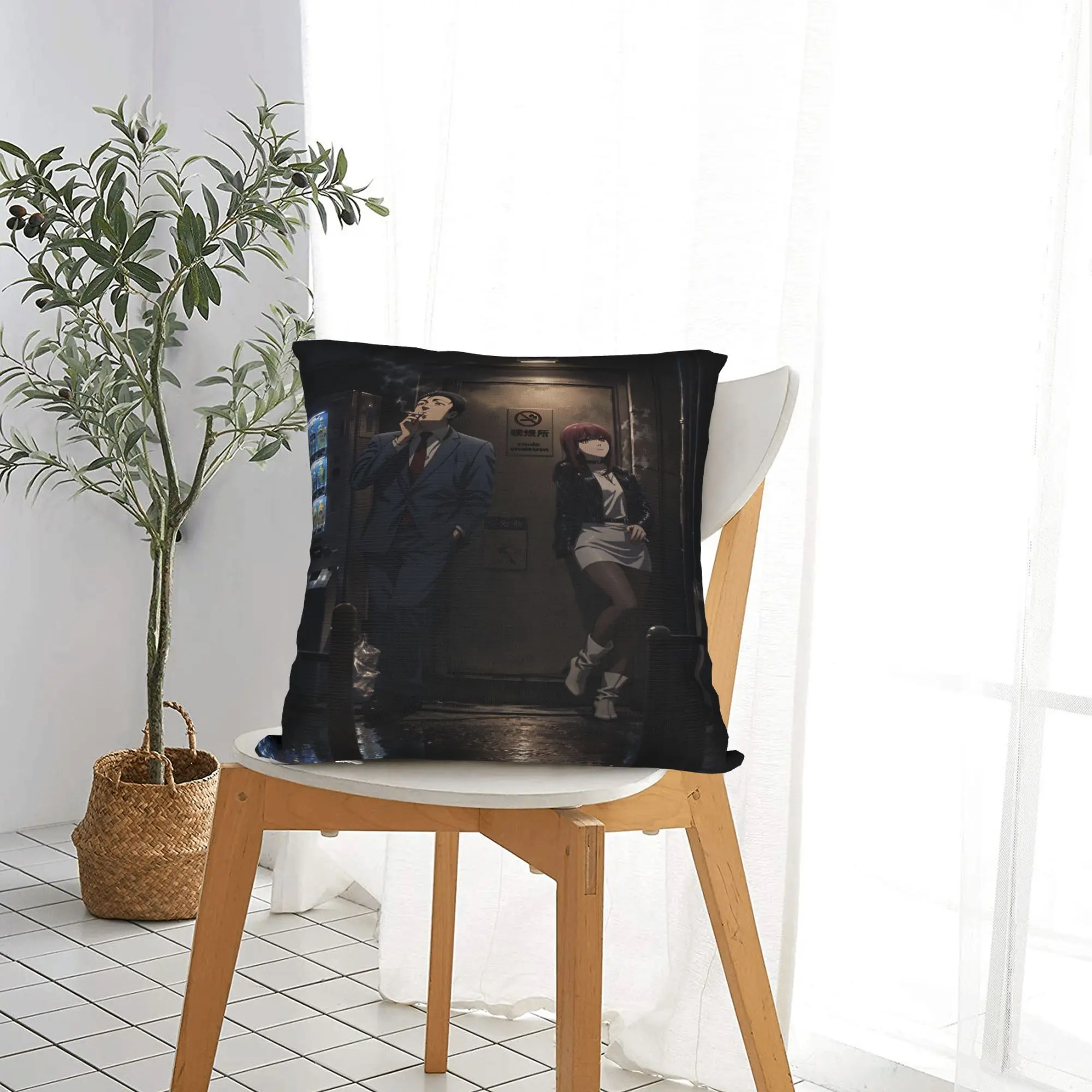 Smoking Behind Supermarket Yamada  Pillow Cover  Novelty Pillow Case For Living Room Bed Chair Soft Pillowcases Gift
