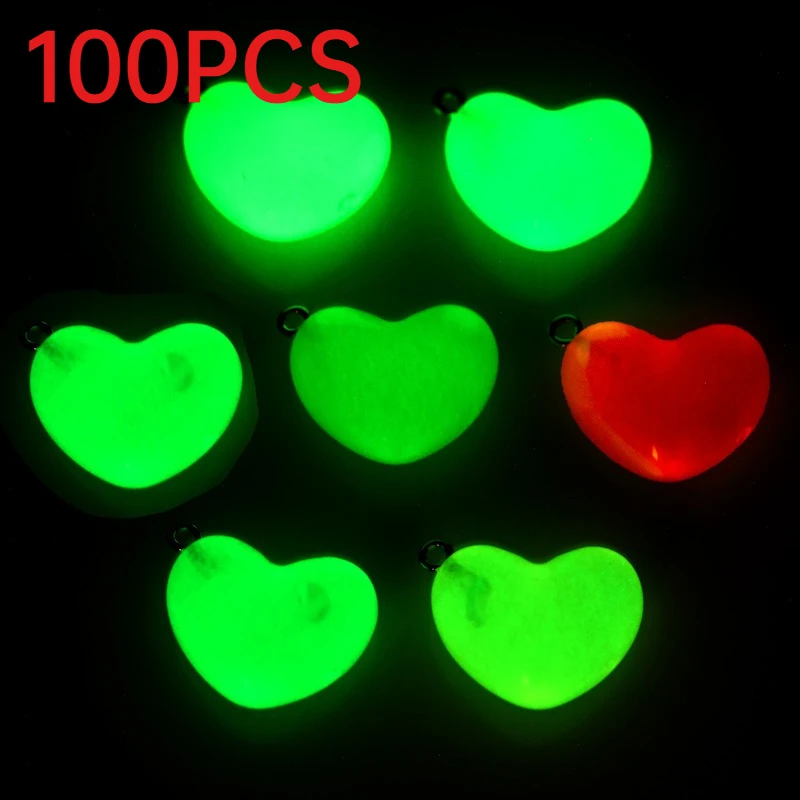100Pcs Luminous 3D Heart Resin Charms DIY Pendants For Necklace Bracelet Keychain Bag Accessories
