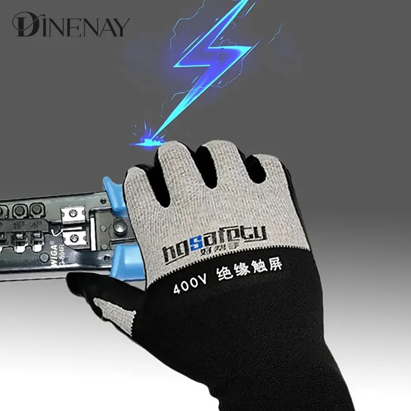 Guantes aislantes ultrafinos para electricista, resistentes al voltaje, 400V/500V, guante de aislamiento de goma para pantalla táctil, Industrial