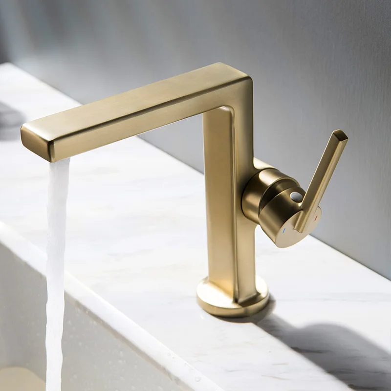 

Смеситель для раковины, смеситель для раковины в ванной комнате, щетка для горячей и холодной воды, золотой смеситель, латунный матовый черный настил, однорычажный водопроводный кран, новый