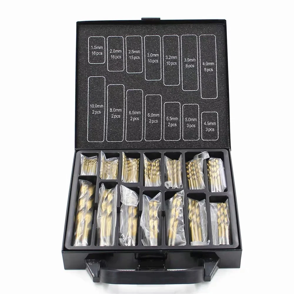 Hole Opener HSS Twist Drill Bits Set DIY Woodworking 1.5-10mm Titanium Coated Surface 118 Degree For Drilling woodworking