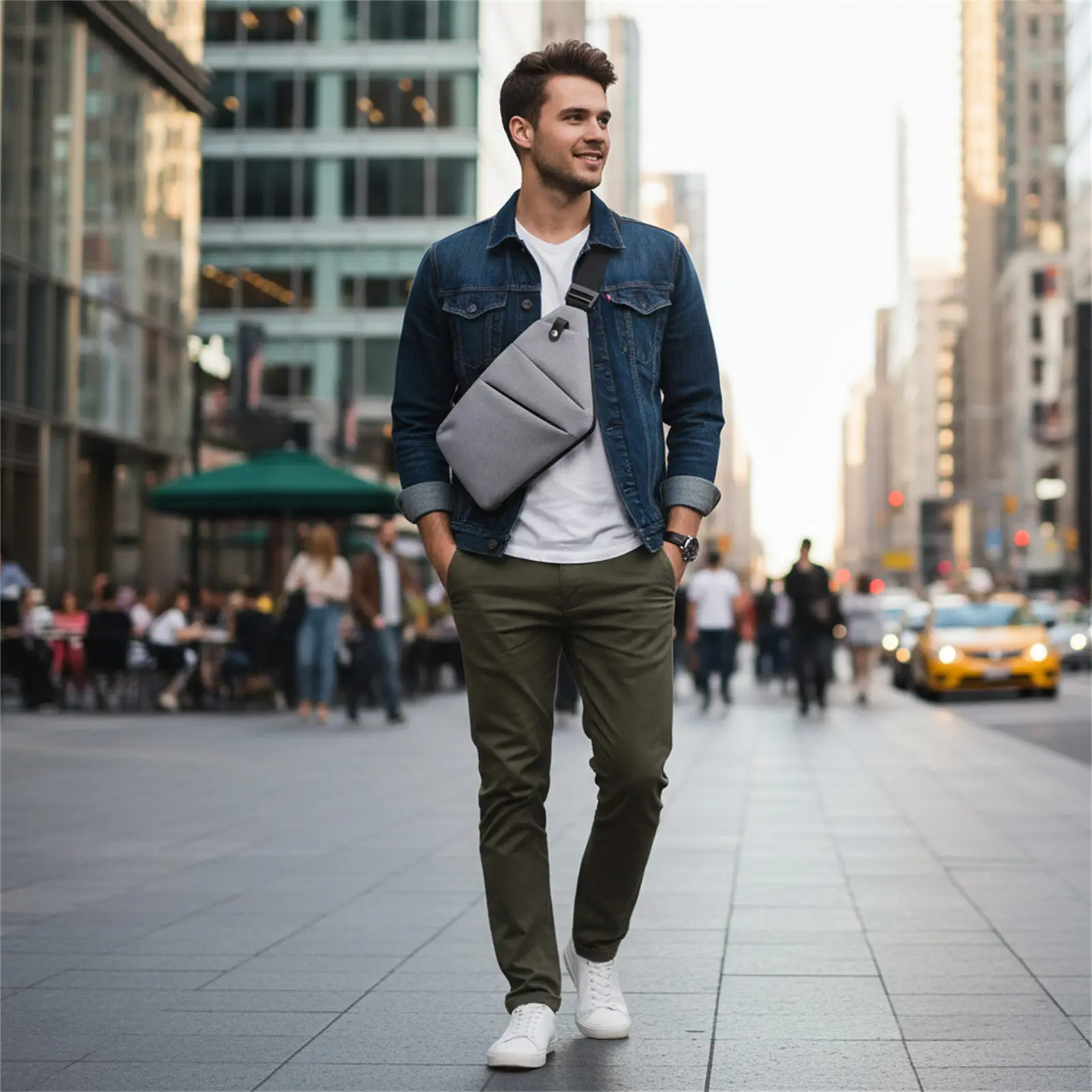 

Men's Underarm Bag Anti-Theft Chest Pack Single Shoulder Sling Small Backpack With Adjustable Strap And Hidden Zipper For Daily