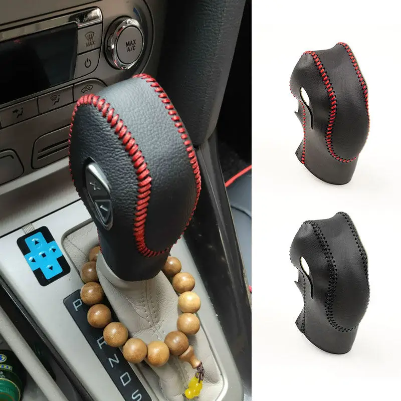 Capa de couro de microfibra para alavanca de câmbio, para interior de carro, para Ford Focus Fiesta EcoSport Escape Fusion C-Max Energi Wagon