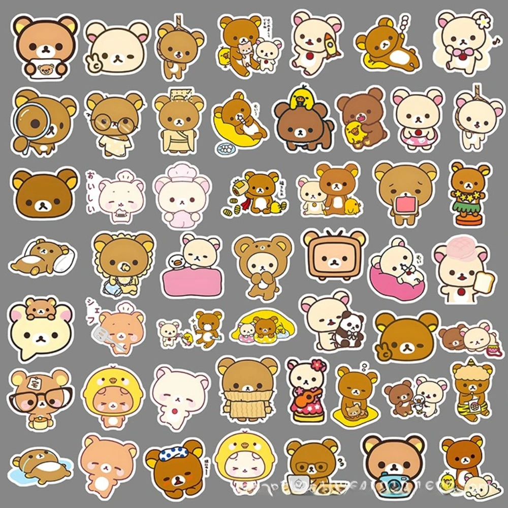 100 Stück Kawaii Rilakkuma Bär Cartoon-Aufkleber für Gitarre DIY Fahrrad Skateboard Laptop Gepäck Niedliche Cartoon-Sticker Spielzeug-Deko – Detail 9