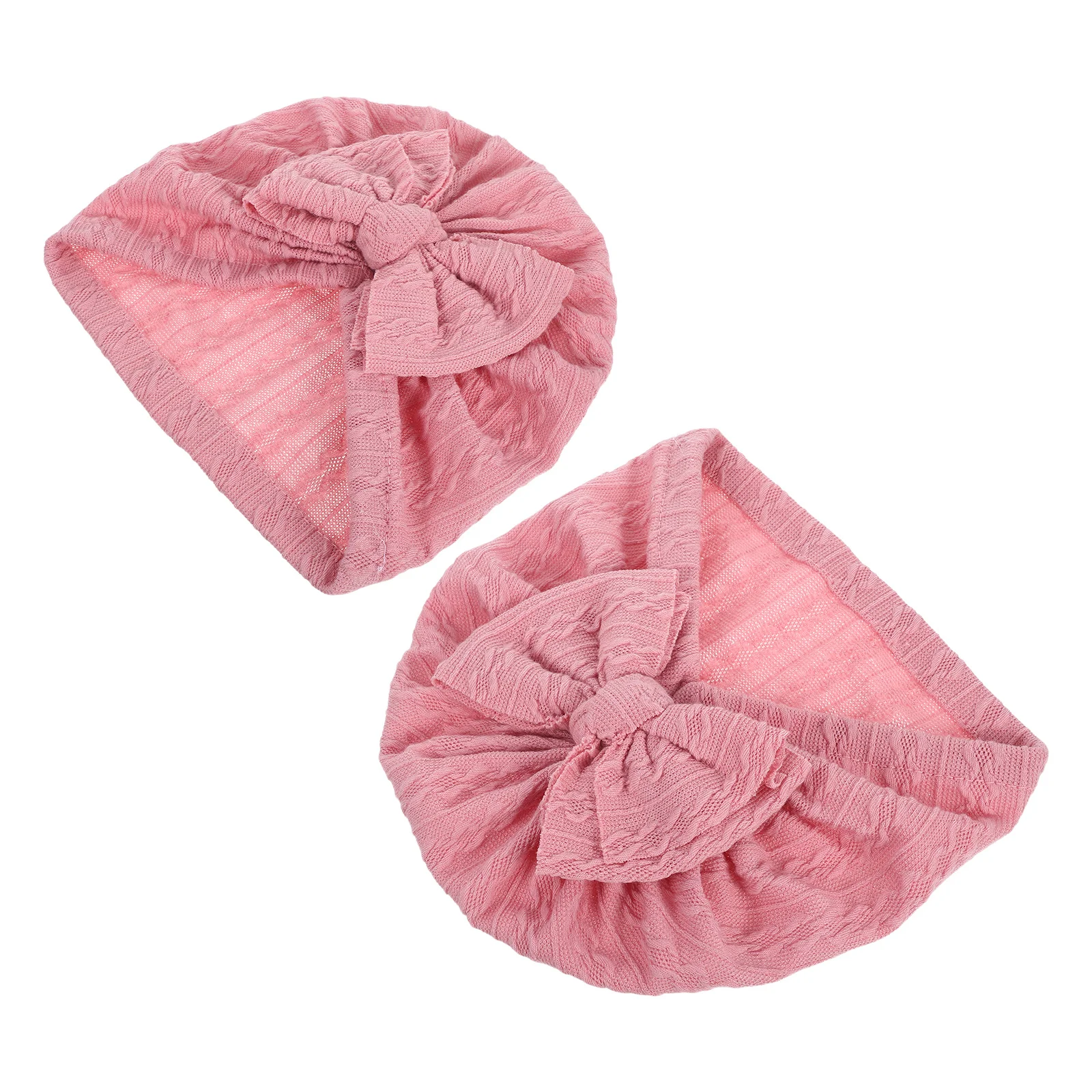 

2Pcs Infant Turban Hats Big Bow Design Soft Fabric Adjustable Fit for Newborns Toddlers Party Outings Pink Baby Girl Turban