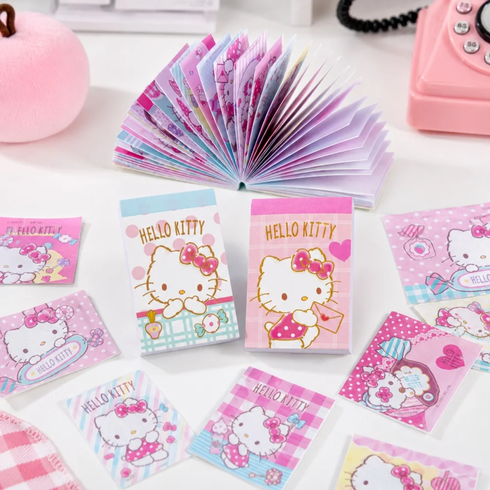 Genuine Hello Kitty Candy Series Sticker Book Sanrio 48Pcs Small Decorative Stickers for Scrapbook Journal Calendar Notes