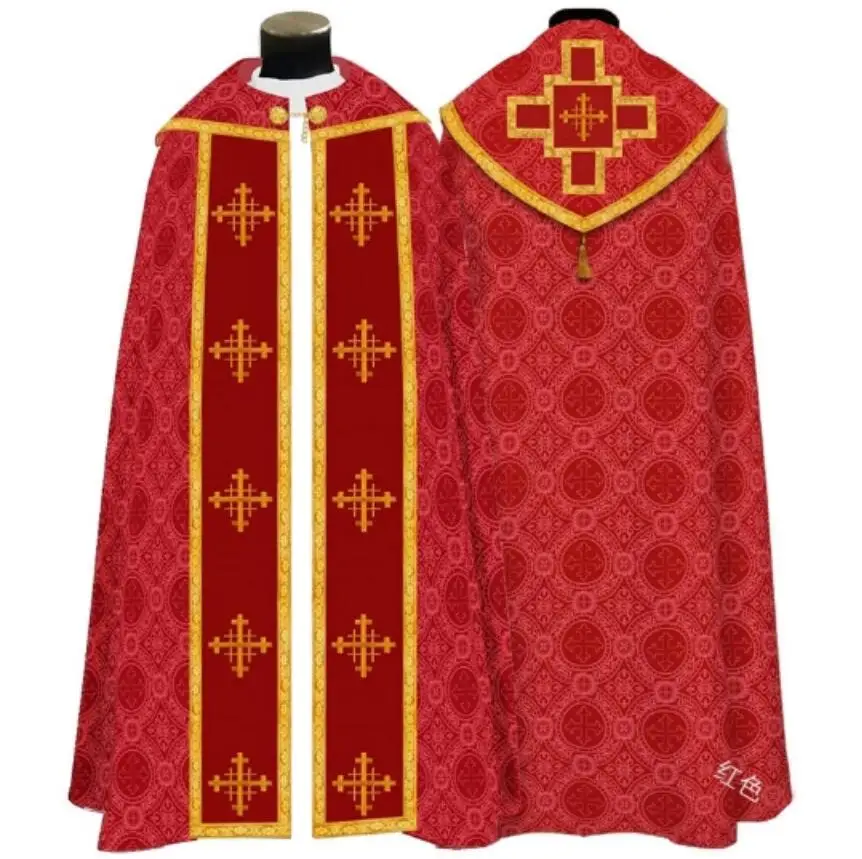 Mannen Vrouwen Middeleeuwse Retro Priester Monnik Lange Jurk Cosplay Kostuum Cross Print Moslim Missionaris Mantel Cape Halloween Feestjas