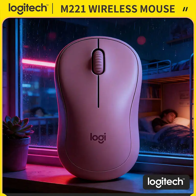 

Logitech M221 Wireless Optical Mouse - SilentTouch Tech, 75g Portable, USB Plug-and-Play, Suitable for PC Laptop Library Work