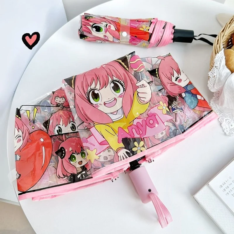 

Семья шпиона Прозрачный Spy x Family Anime Cute Kawaii Chibi, ветрозащитный анти-УФ-зонт с автоматическим дождевым путешествием, компактный зонт для женщин, девочек, детей
