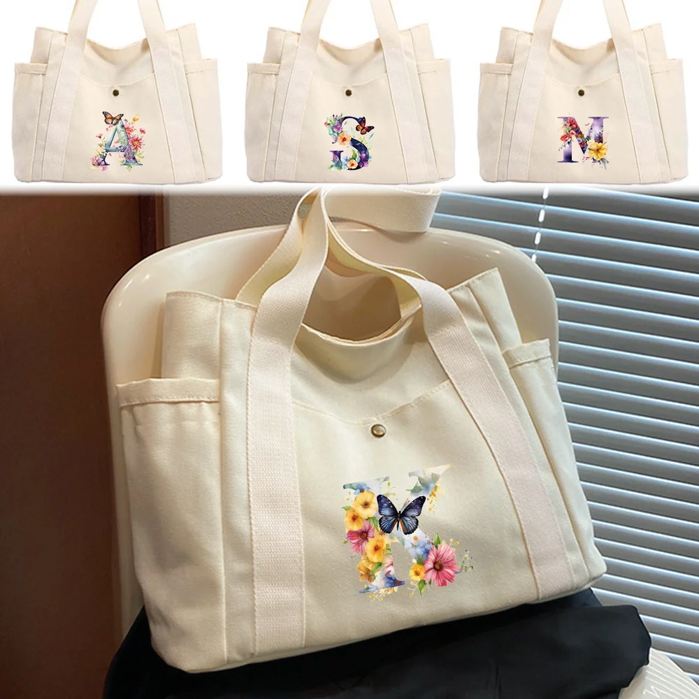 

Холщовая сумка через плечо, модная холщовая сумка, большая вместительная экологически чистая сумка для покупок, серия с надписью «Бабочка», складной пакет для хранения