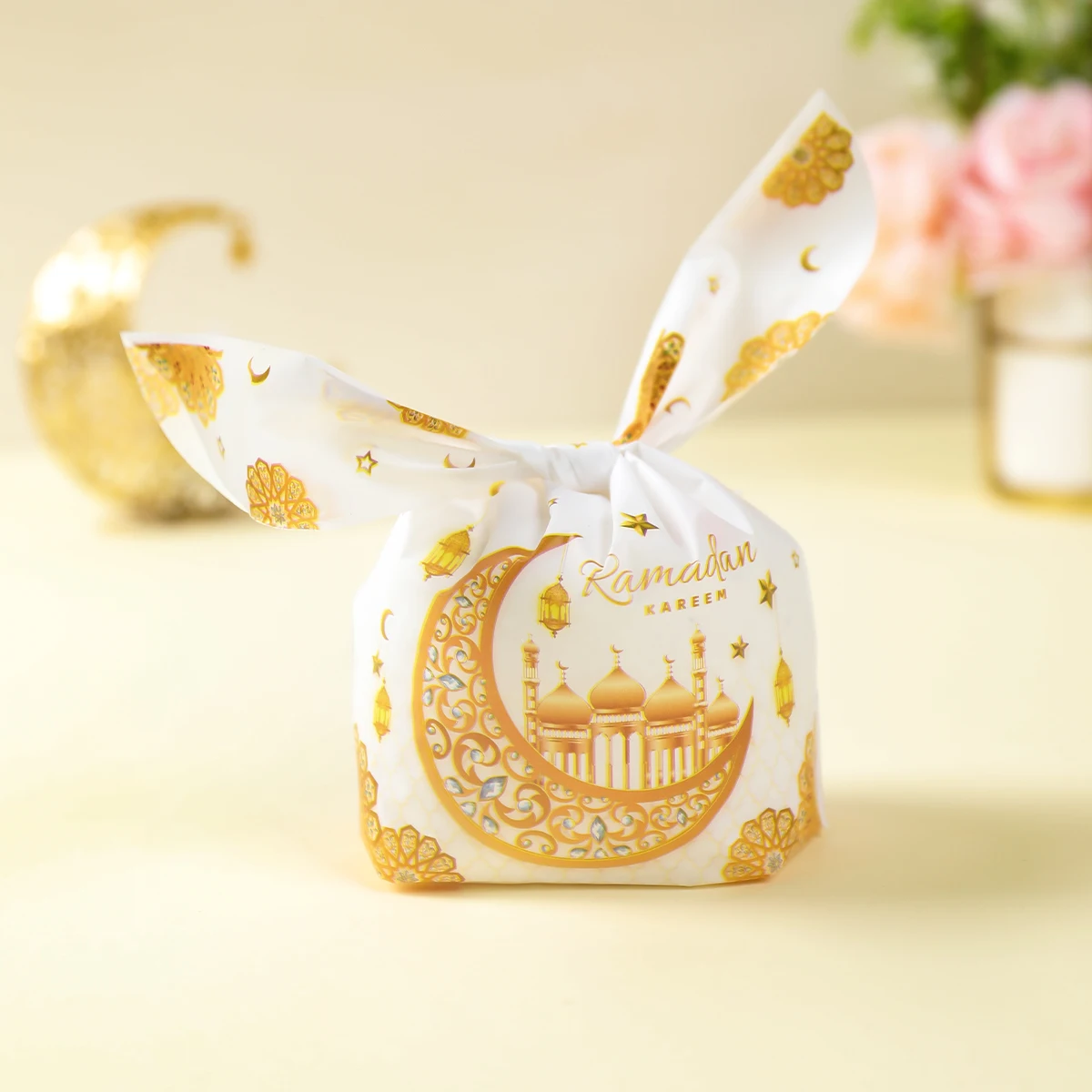 50pcs Eid Mubarak sacchetti regalo sacchetto di imballaggio per biscotti caramelle decorazione Ramadan 2024 forniture per feste islamiche musulmane Ramadan Kareem