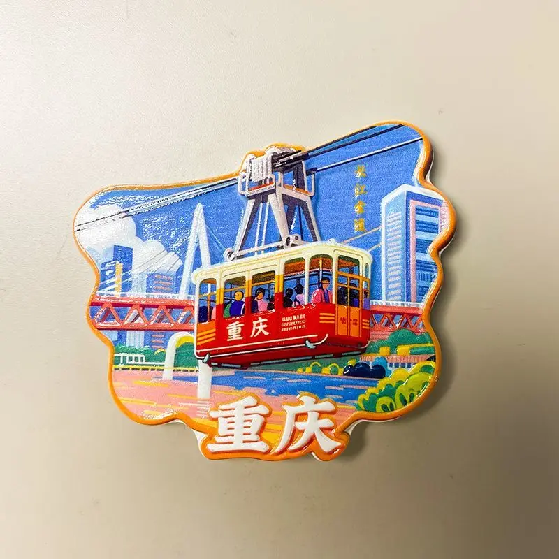 3D Resin Fridge Magnets Miniature China Chongqing Yangtze River Cableway Design Cute & Functional Kitchen Decor