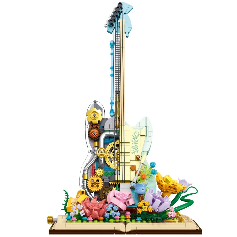 

Mini Building Blocks Toy LED Punk Guitar-Girls' Favorite Musical Instrument Toys,Perfect Desktop Decor,DIY Puzzle Gift for Kids