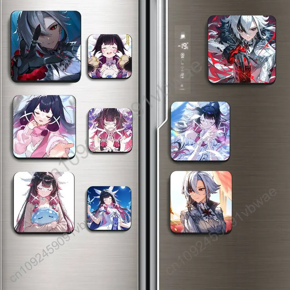 

Dark red Arlecchino Genshin Impact Black Square Plastic Fridge Magnet, for Magnetic Sticker No Trace Left, Durable, Smooth