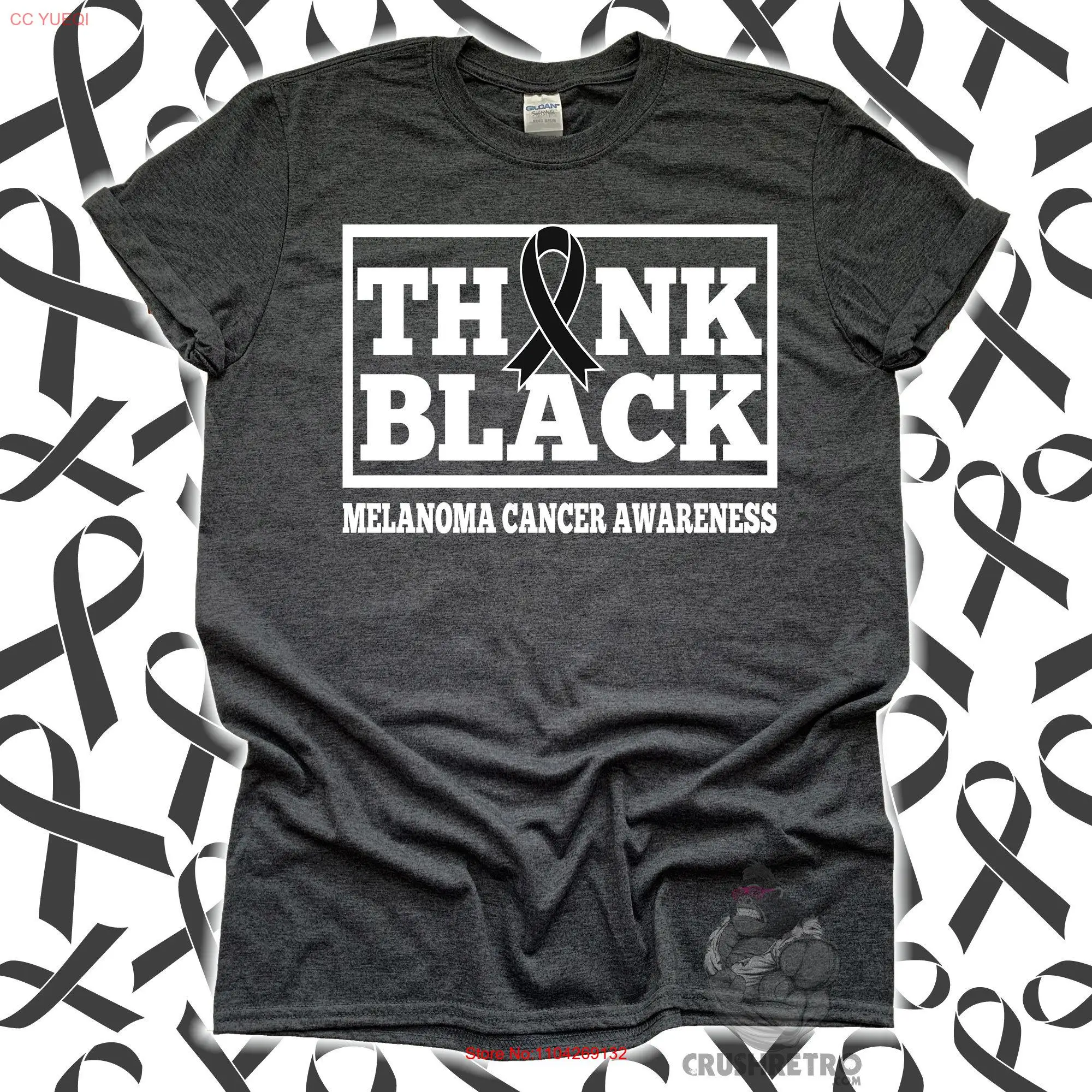 

Think Black Melanoma Cancer Awareness T Shirt for Shirtn Kids SweaT Throat Survivor Ribbon long or short sleeves
