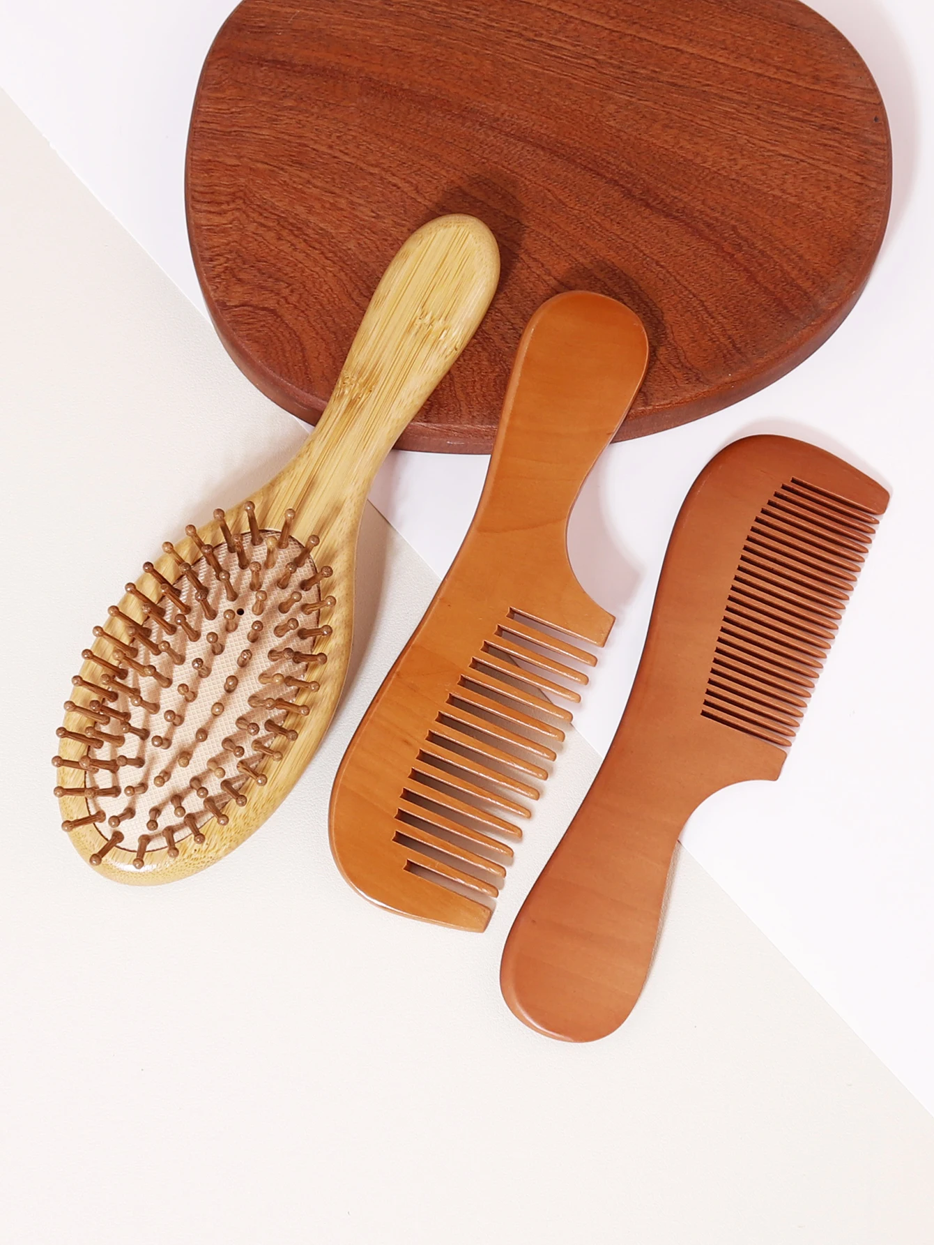 3 pieces of bamboo and wood design hair combs, anti-static massage wood air cushion combs, bamboo and wood hair comb set