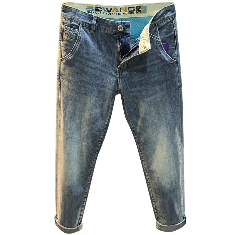 Jeans sottili estivi per Men2024New ricamo a macchina moda Casual pantaloni Harem dimagranti leggermente larghi