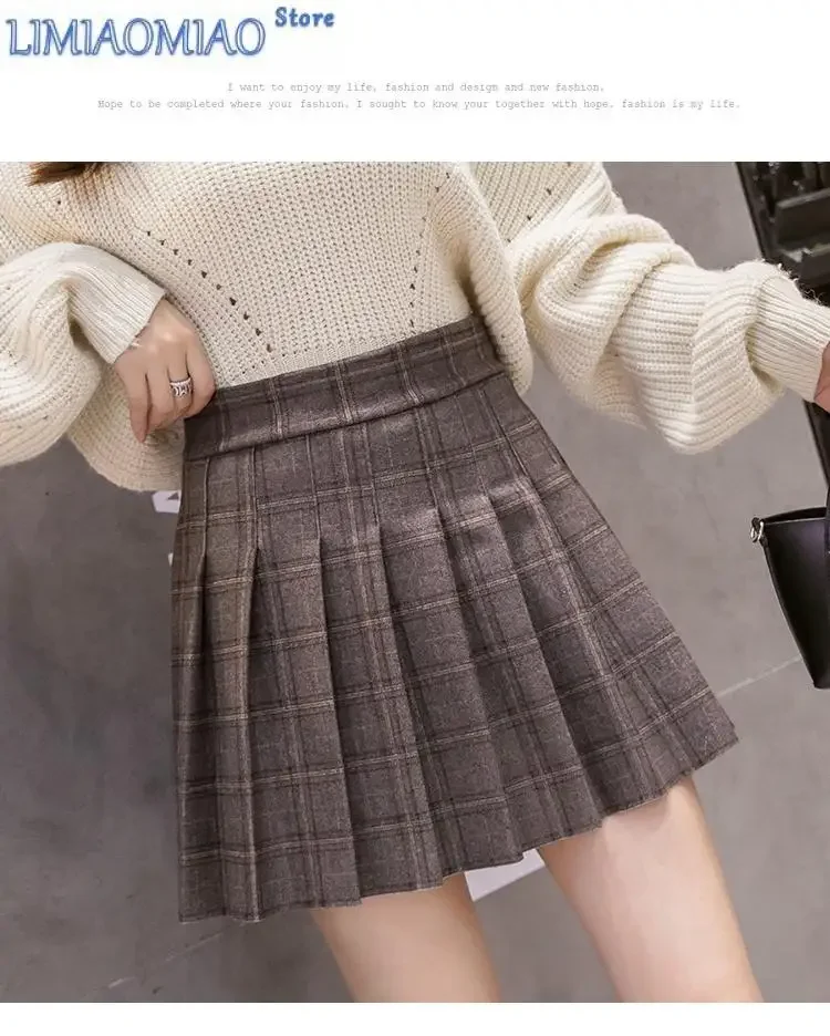 New Plaid Streetwear Black High Waist Harajuku Clothing Fashion Skirt Autumn Winter Elastic Force Pleated Skirt