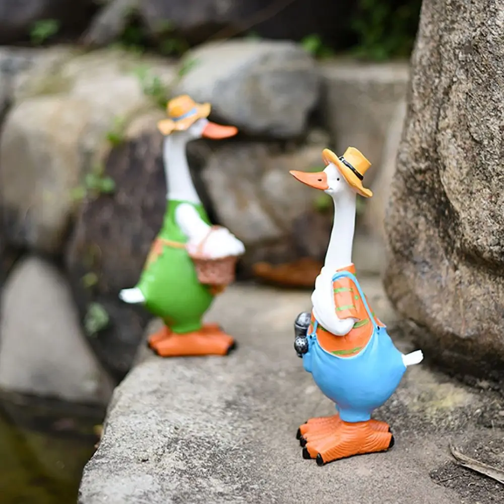 Crafts Resin Ducks Statue Cartoon Creative Animal Sculpture Cute Handicraft Miniatures Figurine Gift