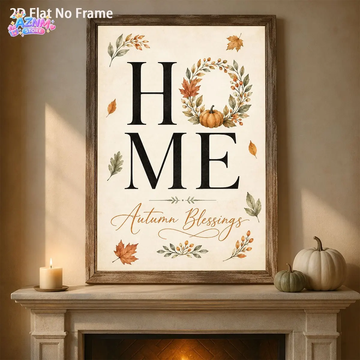 2D Flat, 1pc Pumpkin Home Autumn Blessings Poster Autumn Halloween Rustic Farmhouse Wall Art Thanksgiving Unframed Canvas Pri
